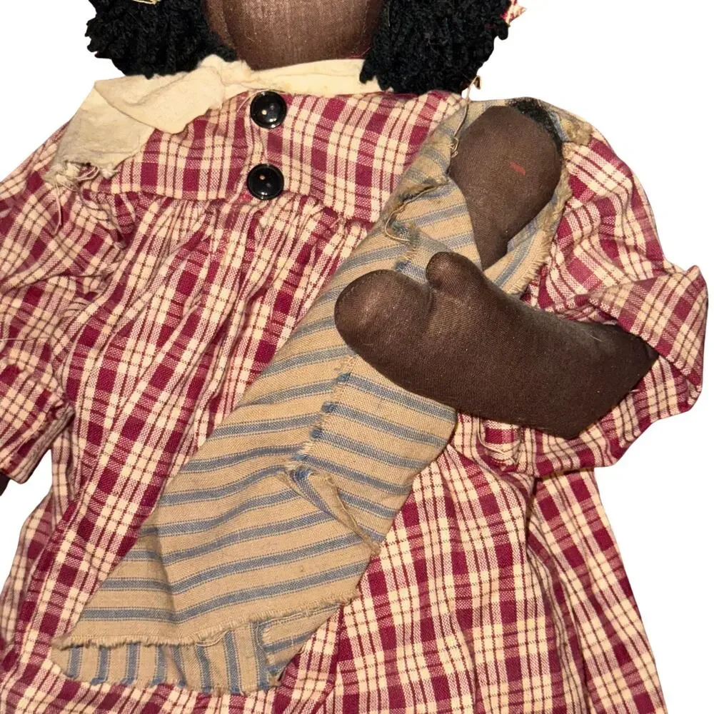 Vtg Primitive Folk Art Cloth Dolls Hand Made Americana Man Fisherman Woman Baby